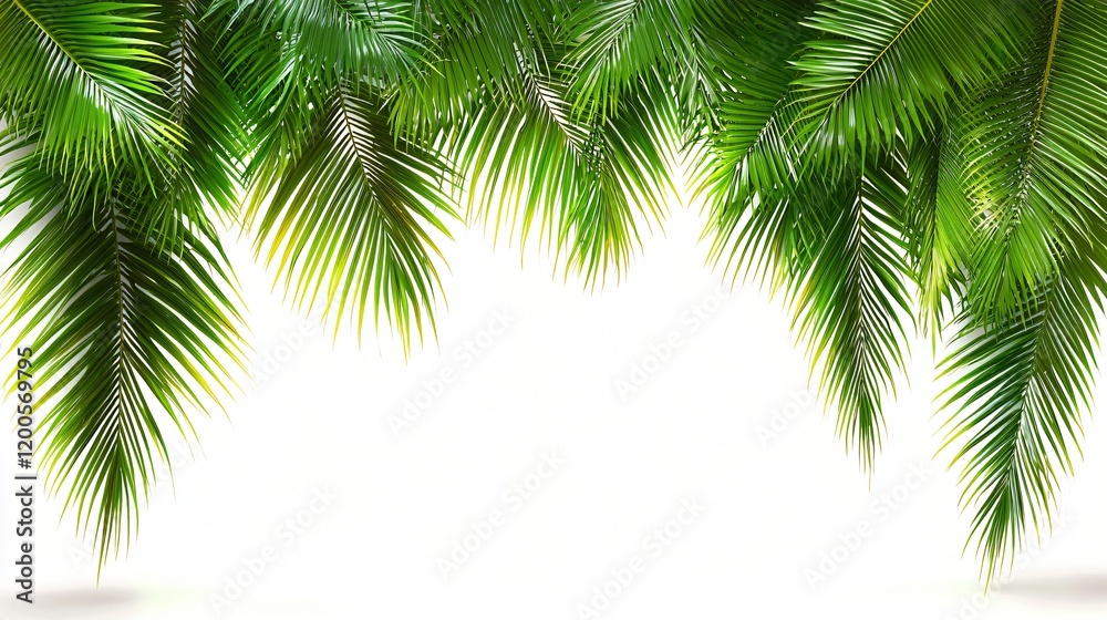 Fototapeta premium Lush Green Palm Fronds Tropical Summer Paradise Background