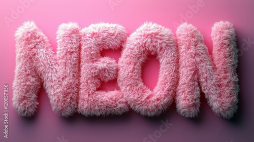 Vibrant Pink Neon Fuzzy Text with Soft Fluffy Texture