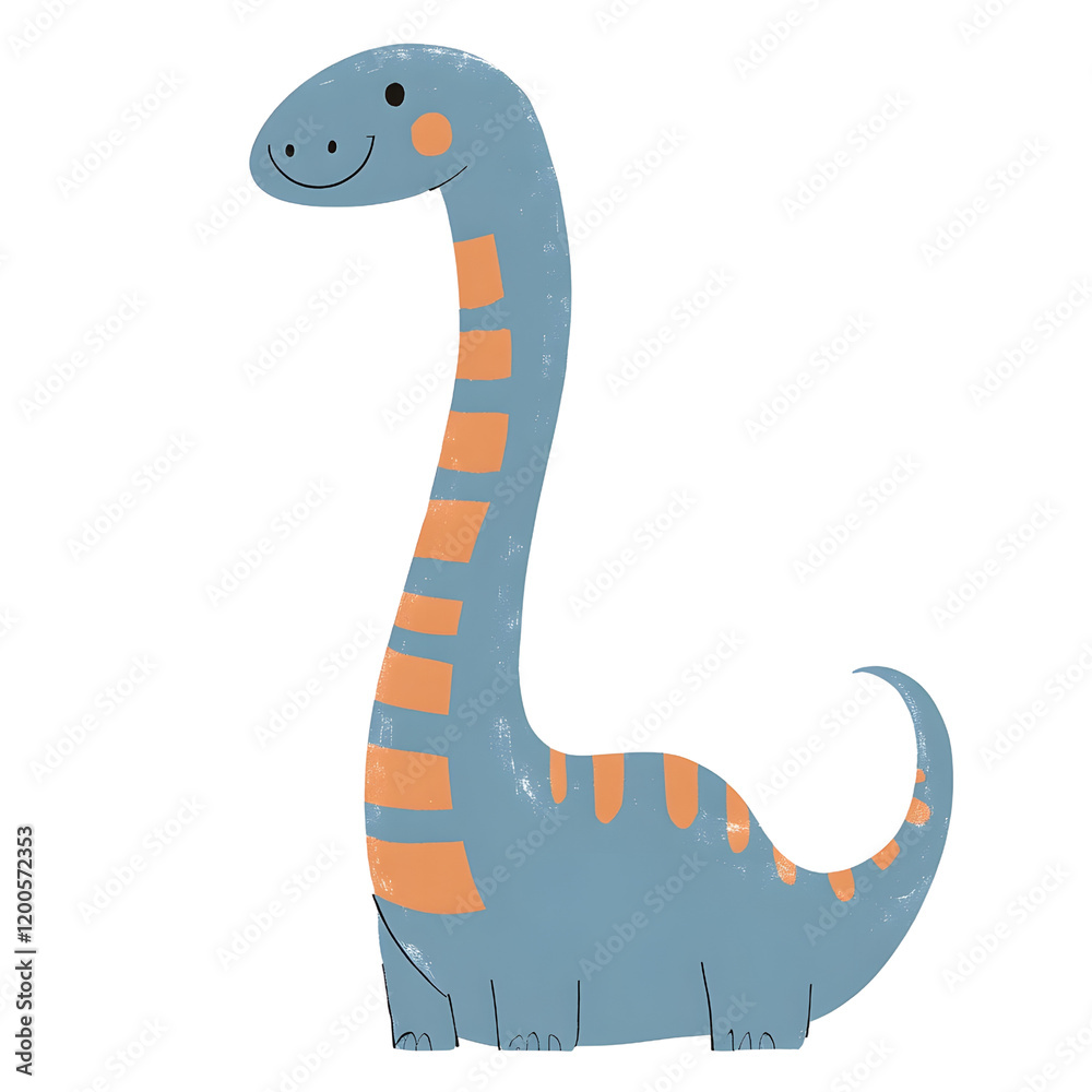 Fototapeta premium Whimsical Long-Necked Dinosaur with Orange Stripes in Scandinavian Style