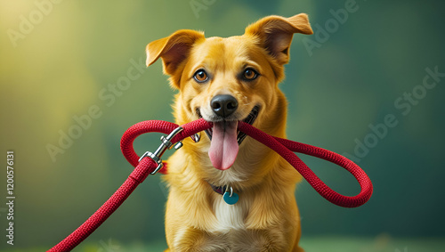 A cute portrait of a golden retriever puppy with brown and white fur, showcasing its adorable and friendly nature