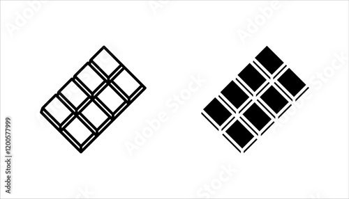 collection of chocolate bar icons, signs and symbols, on white background.