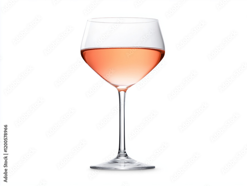 Elegant Rosé Wine Glass on White Background Elegant Rosé Wine Glass on White Background