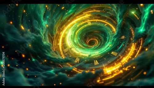 Abstract time warp tunnel in space. Concept of time travel, space exploration, and science fiction.