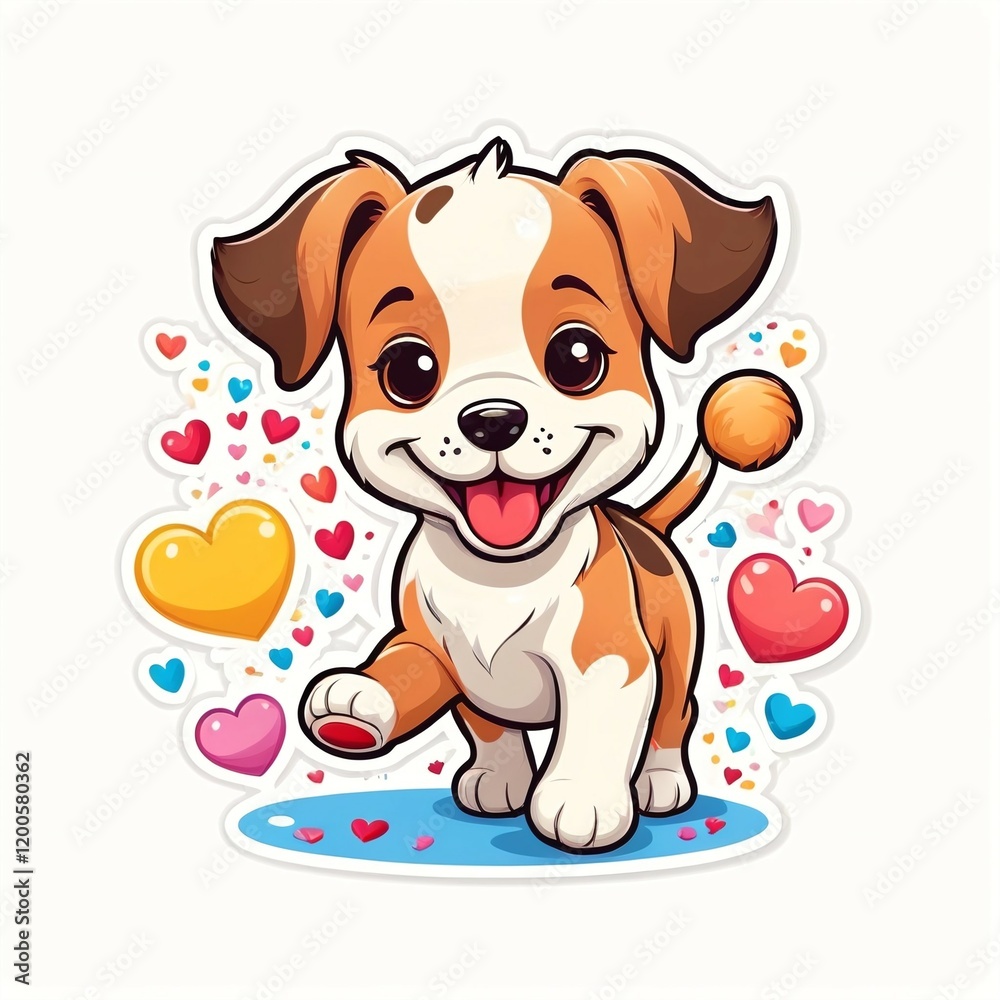Fototapeta premium Dog decal, Puppy sticker, Canine design, Dog illustration, Pet sticker, Dog graphic, Pooch badge, Dog art, Dog theme, Dog silhouette.