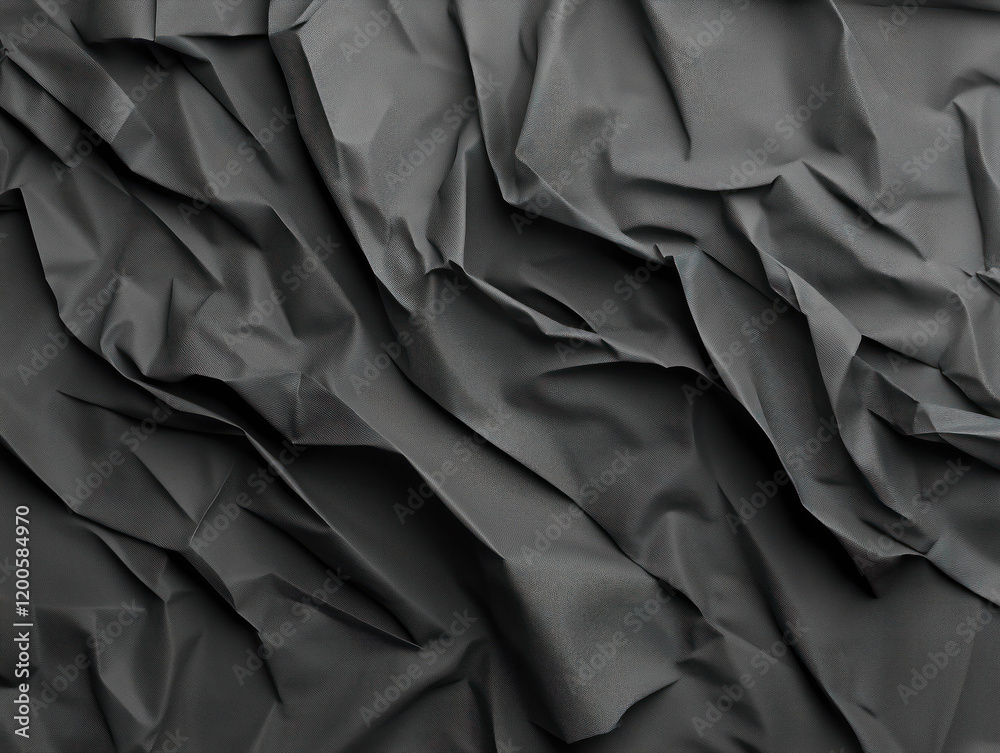 Fototapeta premium Abstract Black Crumpled Fabric Texture: Modern Background for Creative Design Projects