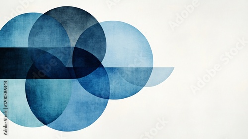 Abstract Blue Circles: An image featuring overlapping, translucent blue circles in varying shades, creating a sense of depth and movement. The design is minimalist and modern.