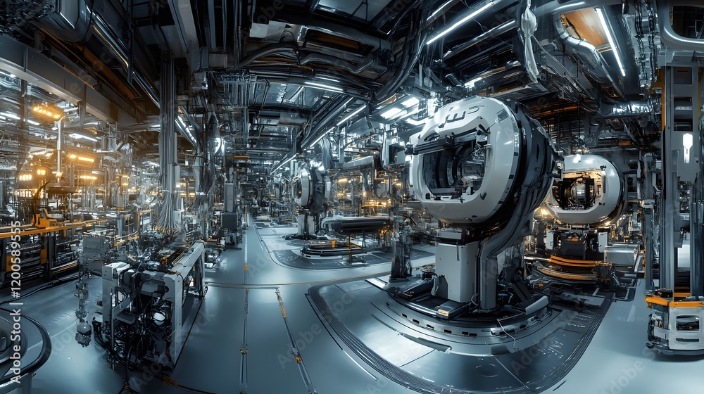 Fototapeta premium Futuristic Industrial Facility Interior Spacescape Design