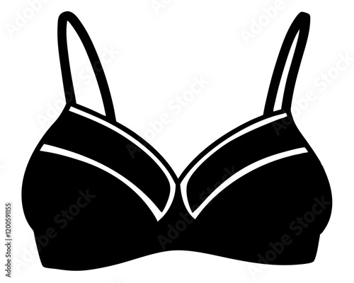 black bra isolated on white,Minimalist Black Bra Icon - Sleek and Stylish Lingerie Design,Bra vector Design 