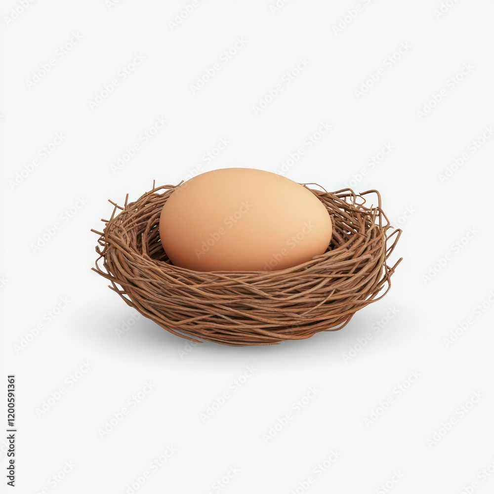 a simple bird's nest crafted from twigs, holding a single speckled egg, exuding natural elegance and rustic charm. a simple bird's nest crafted from twigs, holding a single speckled egg, exuding natural elegance and rustic charm.