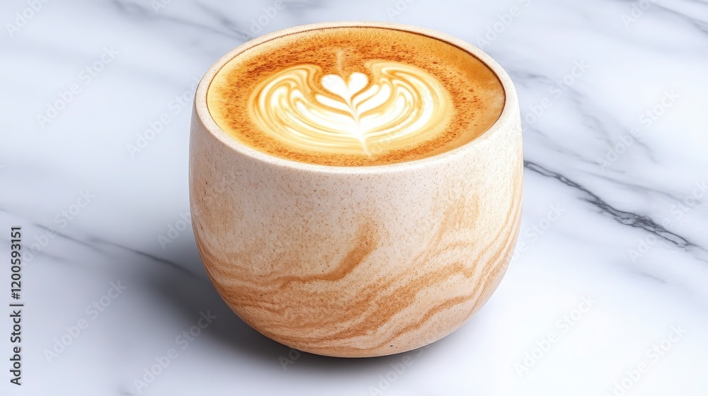 Creamy Coffee with Heart Latte Art in Elegant Serving Bowl