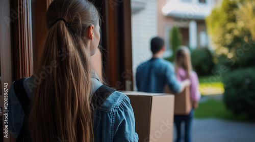 Family Moving Into Their New Home photo