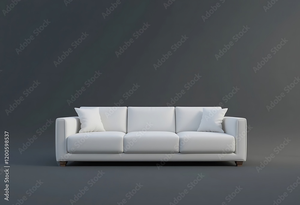 White Sofa Against A Dark Grey Background White Sofa Against A Dark Grey Background