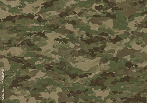 Close-up of fabric texture featuring military camouflage pattern, ideal background for military or tactical themes photo