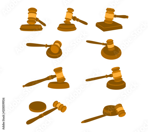 Set of lawyer gavel design