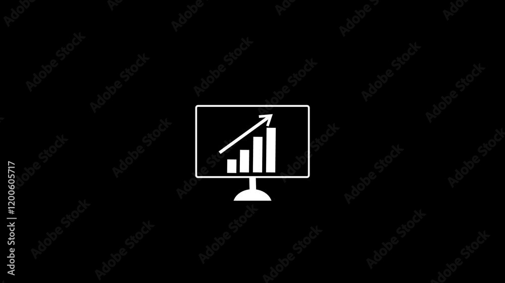 Simple animated business graph with monitor icon on background Simple animated business graph with monitor icon on background