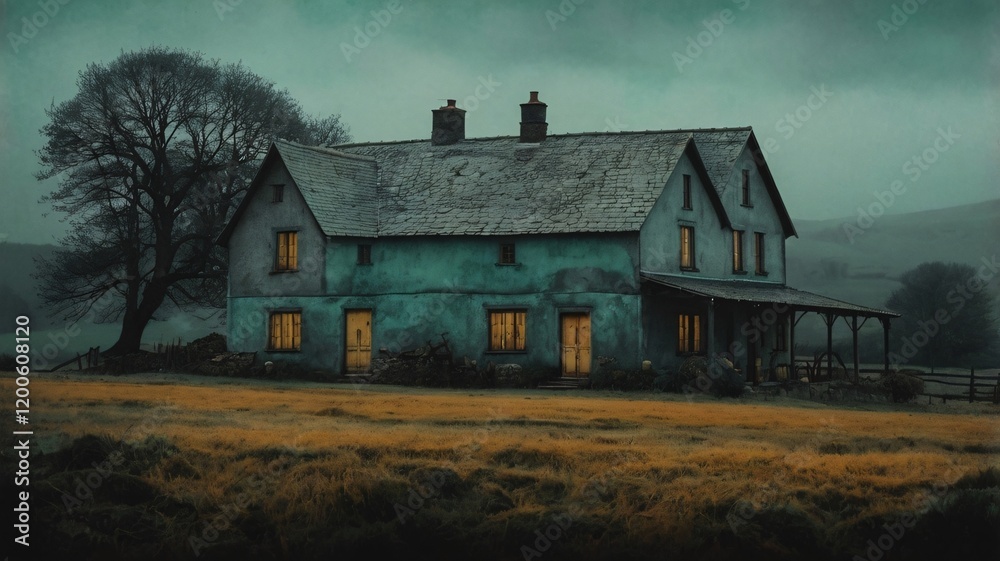 Fototapeta premium Mysterious Farmhouse in the Twilight