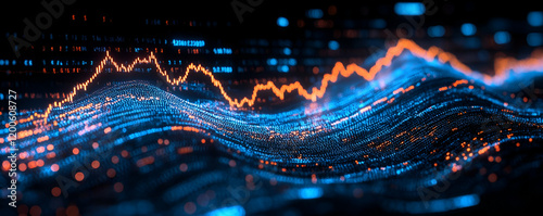 Digital Stock Market Wave Crash