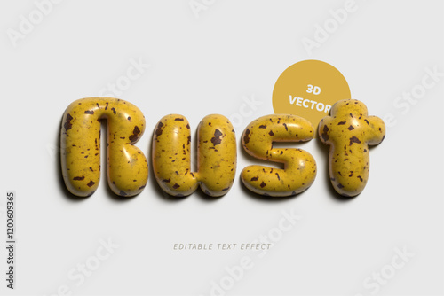 Rust 3d inflated editable text effect	
