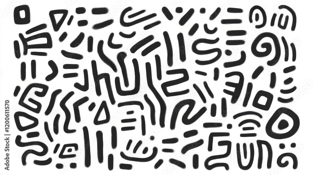 Abstract Black and White Doodle Pattern Design Abstract Black and White Doodle Pattern Design