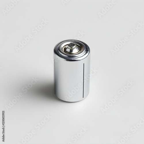 Close-Up View of LR44 Battery on White Background - General Use in Different Electronic Devices photo