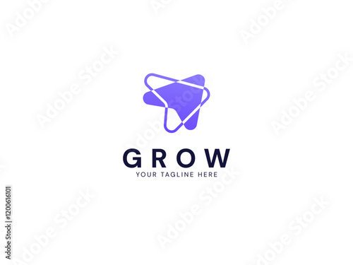 Modern grow Business with Abstract overlapping Arrow logo vector design concept. Growth logotype symbol for digital finance, ui, technology, investment, business, web, financial technology, branding.