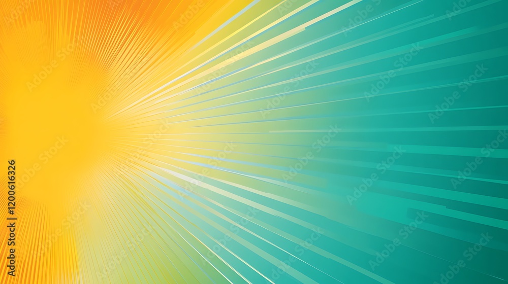 Obraz premium Abstract Radiating Lines in Yellow Green and Teal Hues