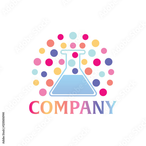 Colorful lab bottle logo. Modern, unique, simple.