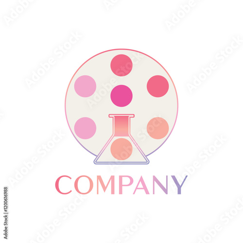 Colorful lab bottle logo. Modern, unique, simple.