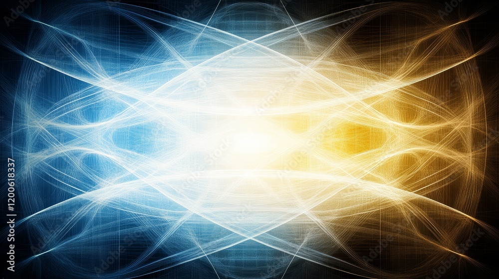 Fototapeta premium Abstract Energy Waves Blue Gold Light Spectrum