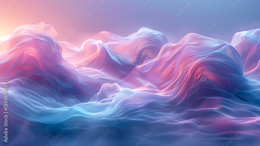 Dreamy Pastel Waves Flowing in Soft Light at Sunrise Dreamy Pastel Waves Flowing in Soft Light at Sunrise