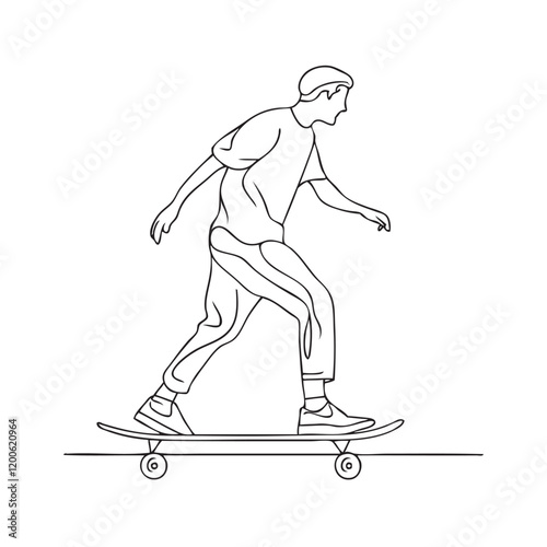 line drawing of a person playing skateboard