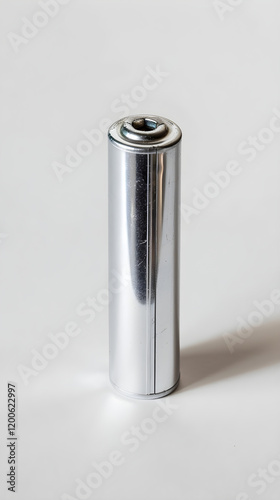 Close-Up View of LR44 Battery on White Background - General Use in Different Electronic Devices photo