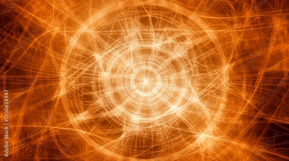 Abstract Orange Energy Network Fractal Art Design Abstract Orange Energy Network Fractal Art Design