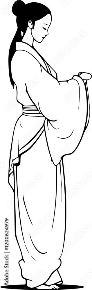 girl wearing hanbok drawing girl wearing hanbok drawing