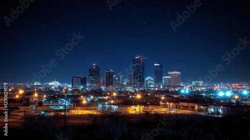 Wallpaper Mural Night city skyline, starlit sky, urban landscape, advertising Torontodigital.ca