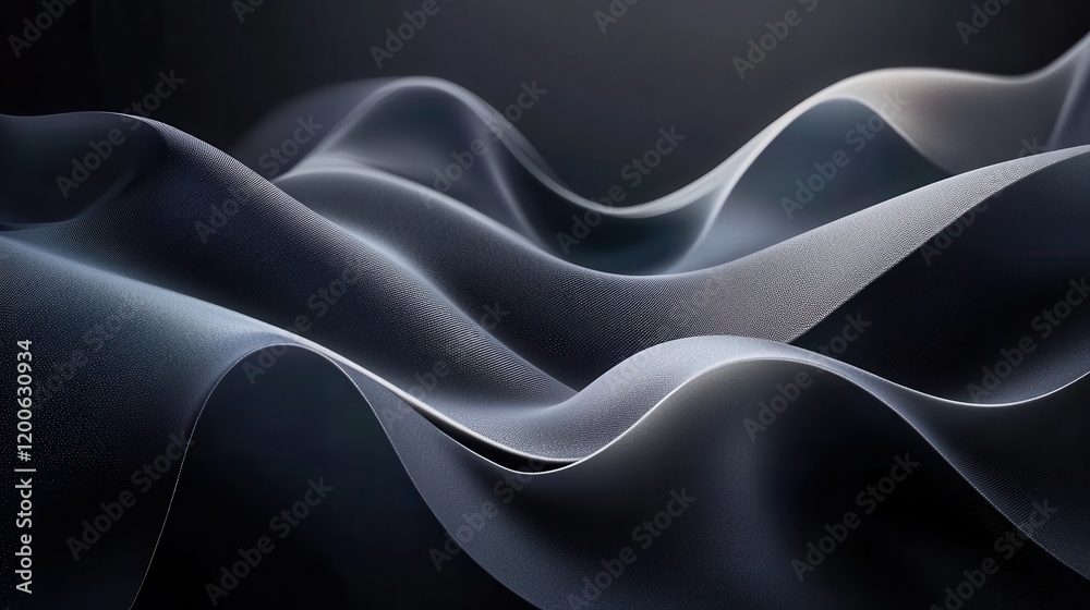 Obraz premium Abstract dark grey fabric waves. Ideal for backgrounds, websites, or tech designs.