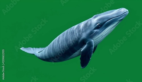 Stunning Blue Whale on Green Screen: Majestic Marine Mammal