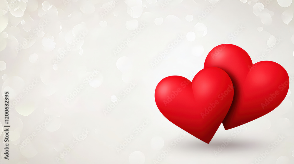 Two overlapping red hearts on a soft, blurred background, symbolizing love and affection, perfect for romantic themes. Two overlapping red hearts on a soft, blurred background, symbolizing love and affection, perfect for romantic themes.