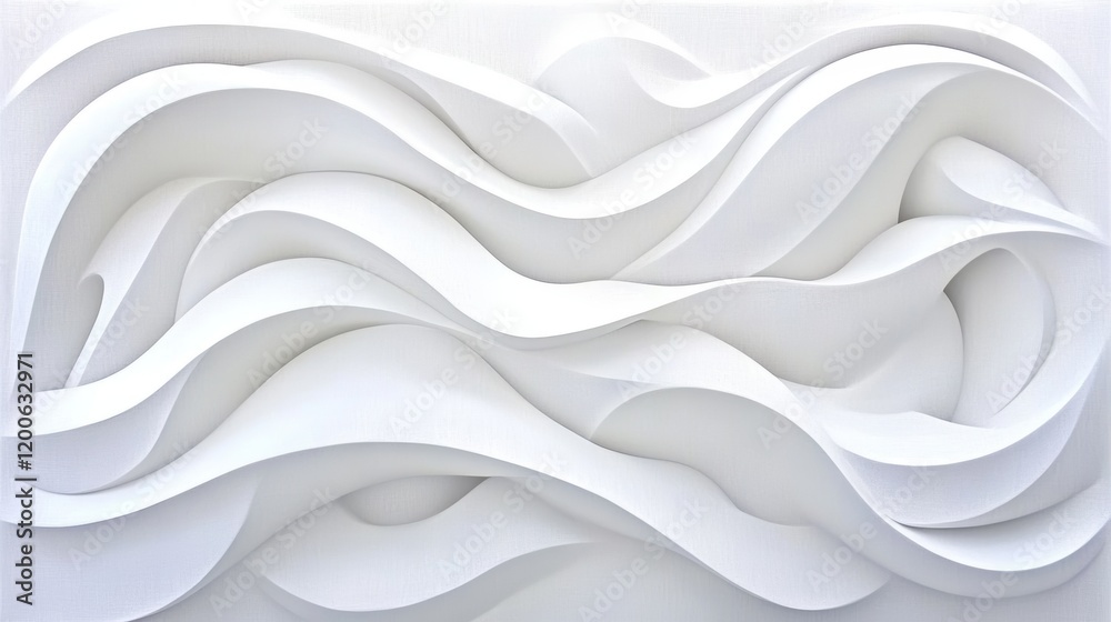 Obraz premium Abstract White Sculpted Waves Wall Art Design