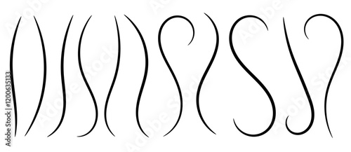 Set of Swoosh vector hand drawn lettering underlines lines. Swoosh elements, and swoop underline typography tails shape in flat styles. Curved element lines