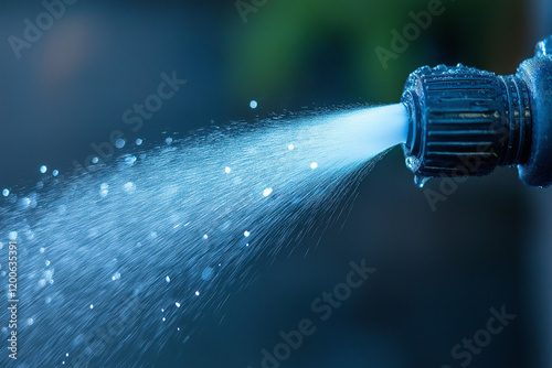 Fountain Nozzle in City Park Spraying Sparkling Water for a Refreshing Atmosphere