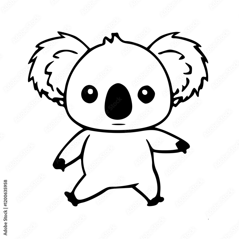 Obraz premium Cartoon of Koala, Black & White