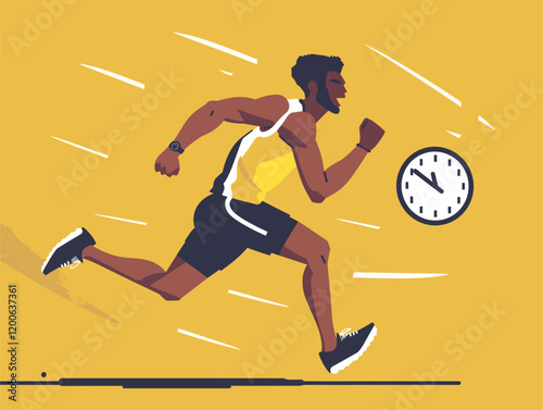Animated Race Against Time: Runner Competes for Victory