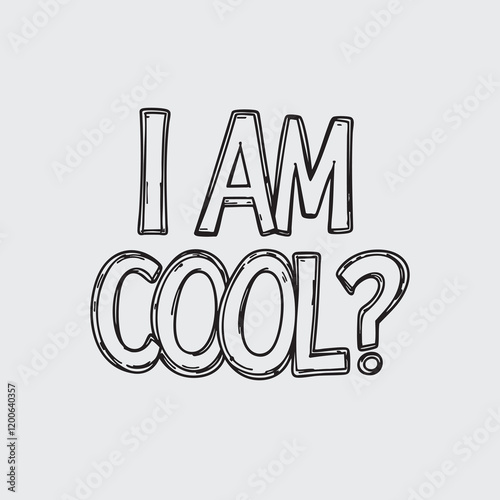 Black and White Vector Art of I AM COOL Text, Featuring Bold Typography, Stylish Lettering, and Artistic Design, Perfect for Inspirational, Motivational, and Confident Quote Illustrations photo