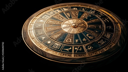 Ancient Astrological Wheel Mystical Symbols and Celestial Design photo