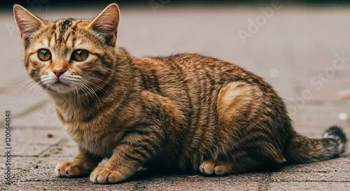 Adorable Tabby Kitten Outdoors Cute Pet Domestic Cat