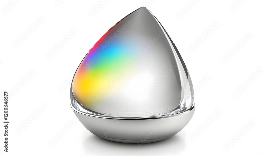 Chrome teardrop shaped lamp with rainbow LED lights. Chrome teardrop shaped lamp with rainbow LED lights.