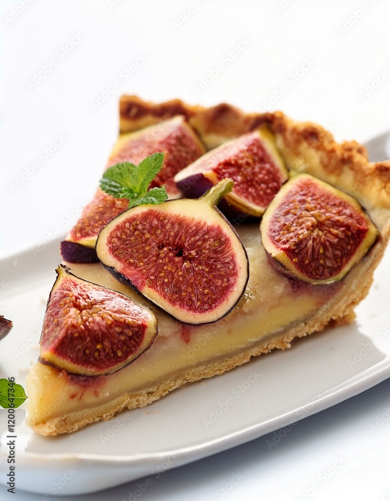 A slice of fig tart, a delectable dessert. A slice of fig tart, a delectable dessert.