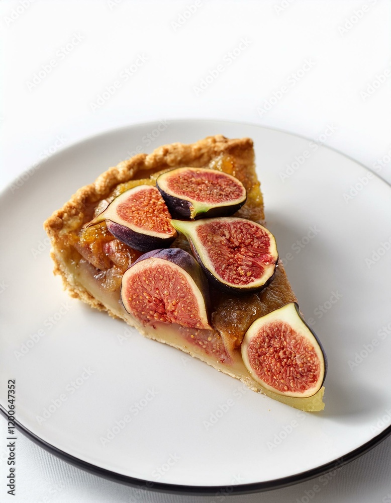 A slice of fig tart on a plate. Sweet treat! A slice of fig tart on a plate. Sweet treat!