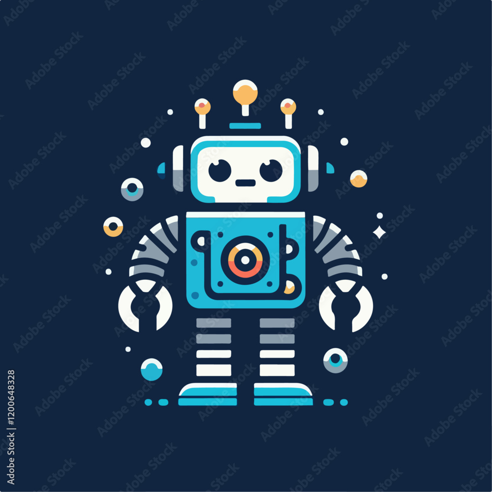 Naklejka premium retro robot vector illustration isolated